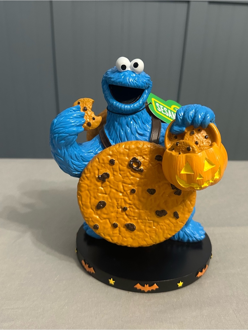 Cookie Monster Halloween Pumpkin Figure Sesame Street Decor NWT Figurine